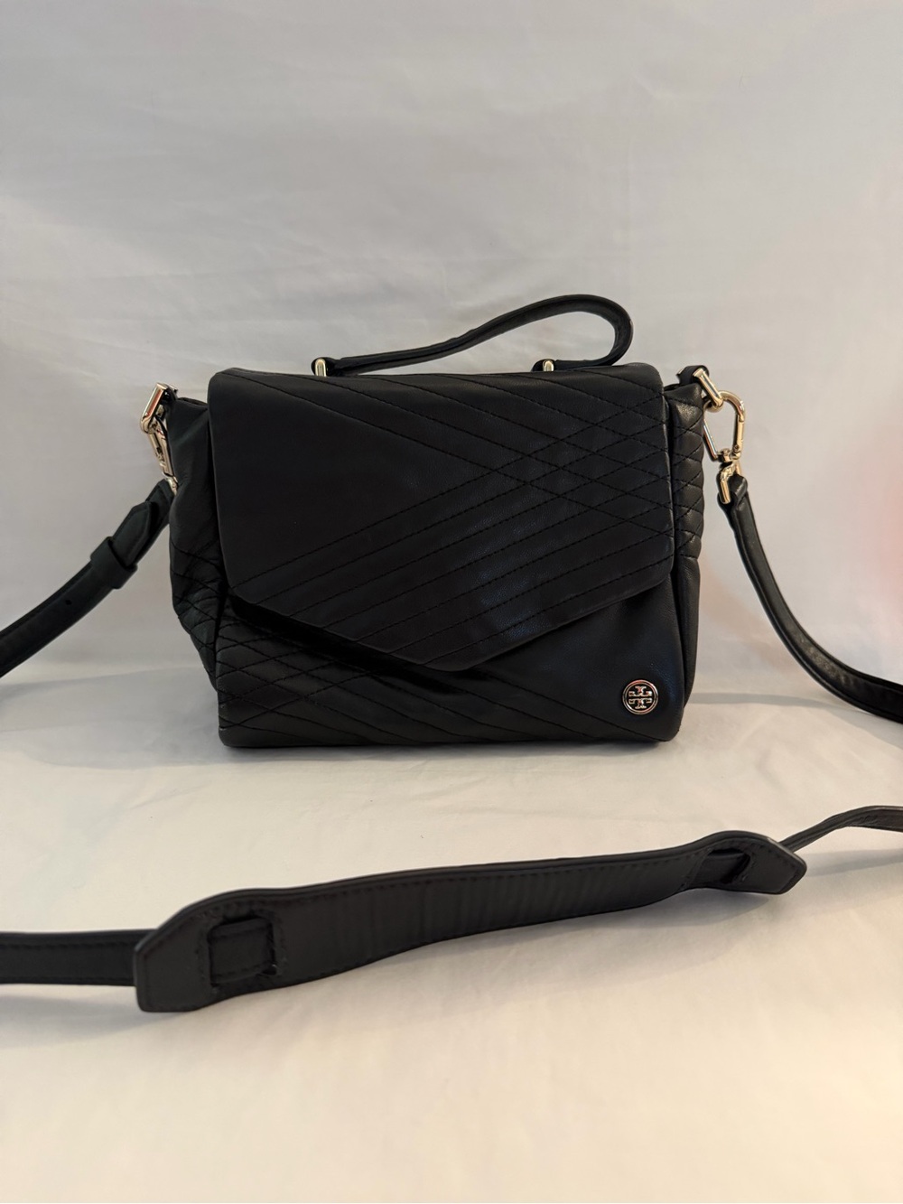 Tory Burch Black Quilted Leather 797 Satchel